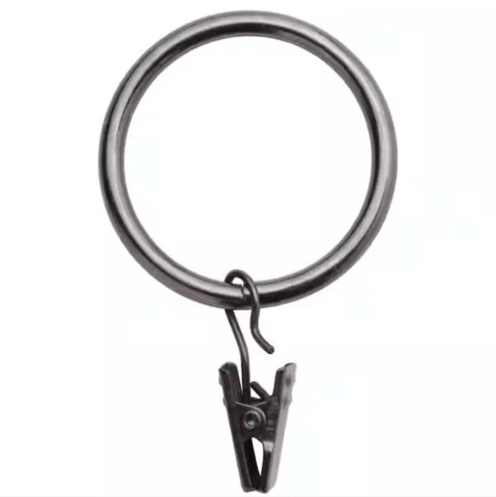 NWT Home Decorators Collection, 20 Gunmetal Quality Steel Curtain Rings & Clips